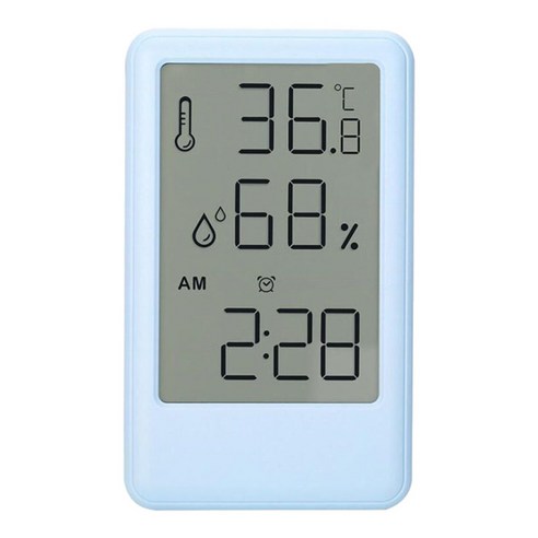 침실 장식을 위한 디지털 알람 시계 온도 표시 습도계, 파란색, ABS 플라스틱