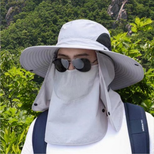 양양 UV자외선차단 아웃도어 와이드챙 등산 캠핑 모자, 연그레이