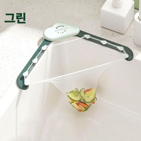 [코너설치] 싱크대 거름망 100매+거름망 거치대, 그린, 1개, 100매
