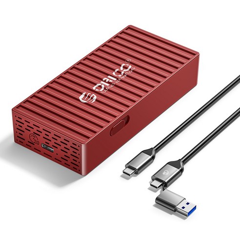 오리코 M.2 NVMe/SATA 2in1타입 USB3.2 Gen2 20Gbps/40Gbps 외장SSD 케이스, 레드, 20Gbps+2 in 1 케이블