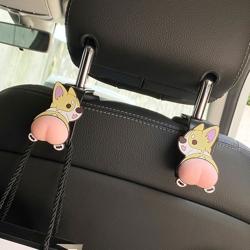 차량 걸이 캐릭터 깜찍 짱구 엉덩이 웰시코기 도라에몽 차량 내 다용도 뒷좌석 자동차후크걸이 의자후크, 웰시코기 엉덩이, 2개