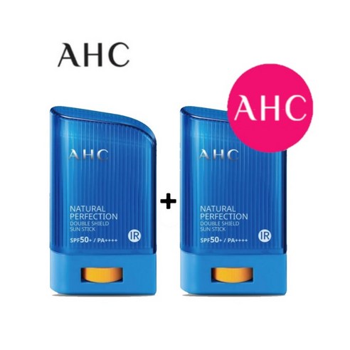 2024년 최신제조 AHC 내추럴 퍼펙션 더블쉴드 선스틱 (파랑) SPF50+/PA++++ 22g/ 스틱썬크림/ 썬스틱/ 자외선 차단제/ 남녀공용/ 성인용/ 유아용/ 스틱선크림, 2개, 22g_파랑 하늘색 제형