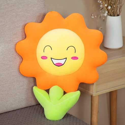 창의 만화 태양 꽃 쿠션 시트 쿠션 모방 해바라기 다다미 여성 선물, 귤나무, 45cm