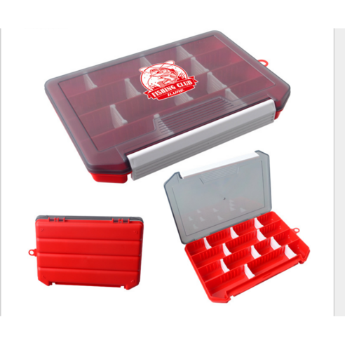 액세서리 상자 단층 낚시 도구 액세서리 상자 화이트리버 자외선차단 모자 기능성 아웃도어 낚시 등산 모자 미끼 낚시 도구 컨테이너, 레드
