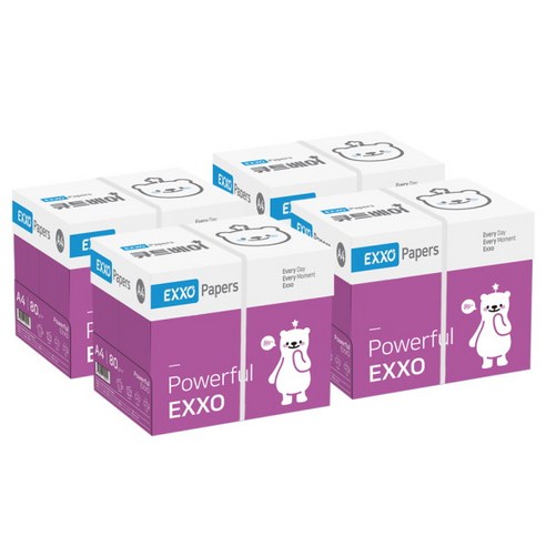 [EXXO] 큐트베어 A4 복사용지 2500매 80g 4BOX, 자세한 내용은 상세 설명에서 확인하세요. 복사용품/라벨지