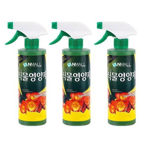 화분 영양제 사용법  에스앤몰 식물영양제 스프레이 500ml x 3개 화초 화분 뿌리는 액상 비료 줄기 뿌리 영양제