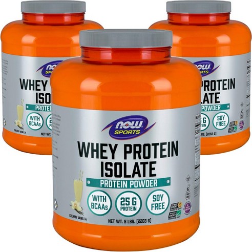 나우푸드 웨이 프로틴 아이솔레이트 파우더 단백질 보충제, 2268g, 3개