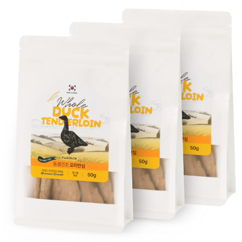 푸드덕펫푸드 강아지 애견 수제 간식 동결건조 통트릿, 3개, 50g, 오리안심