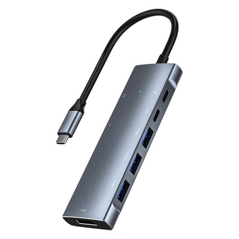 9 in 1 USB-C 허브(VGA 이더넷 SD 및 TF 카드 리더기 100W PD 충전 포함), 115×35×12mm, 알루미늄 쉘, 은