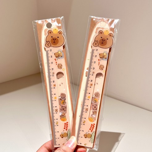 카피바라 15cm 눈금자 쉐이크 룰러, 브라운