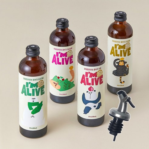 아임얼라이브 콤부차 유리병 315ml x 4종 세트, 4개