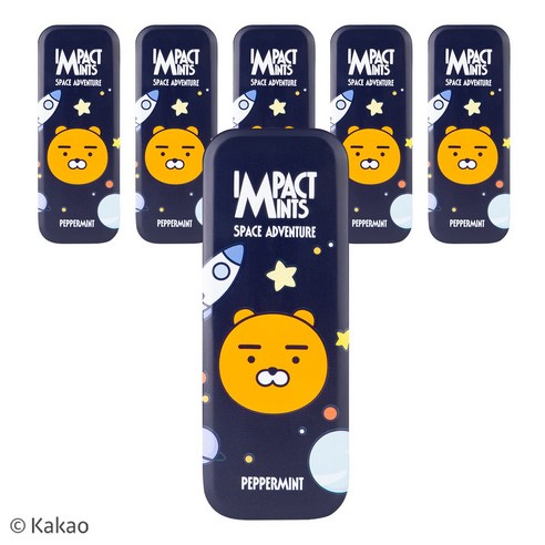 카카오 프렌즈 민트 캔디 스페이스어드벤처 페퍼민트 임팩트 무설탕 사탕, 24개, 14g