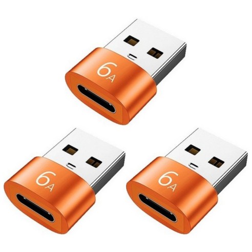 제이스마트 6A 고속 C타입 to USB A 3.0 변환젠더, 2cm, 오렌지, 3개