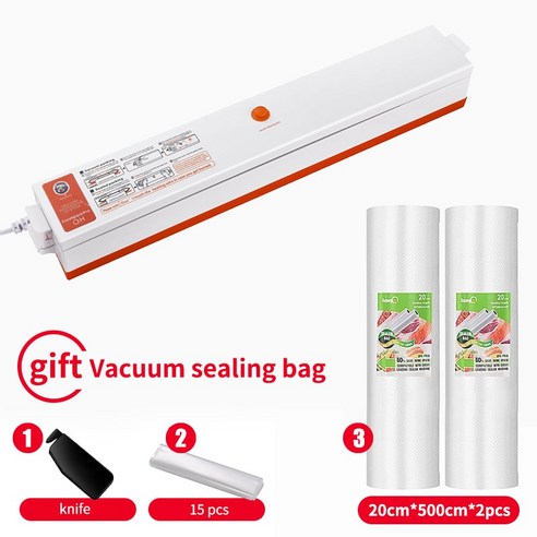 [XIG] 진공 포장기 Sous Vide Vacuum Sealer 220V/110V 식품 저장을위한 새로운 식품 포장기 진공 포장용 진공 봉투, orang-2pcs-20cm_US 110V