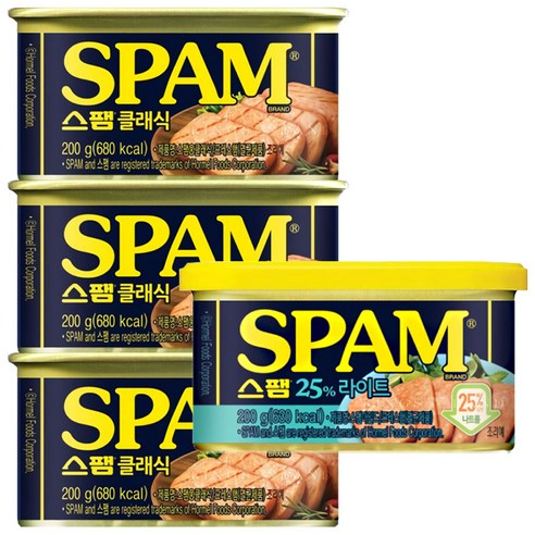 스팸 클래식 200g 3p + 25% 라이트 200g, 4세트