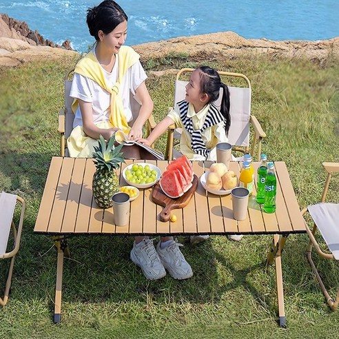 모아캠프 아웃도어 접이식 폴딩 캠핑테이블, 우드