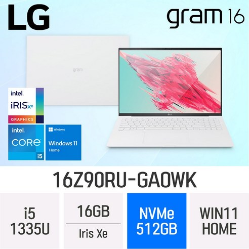 LG전자 그램16 16Z90RU-GAOWK, WIN11 Home, 16GB, 512GB, W