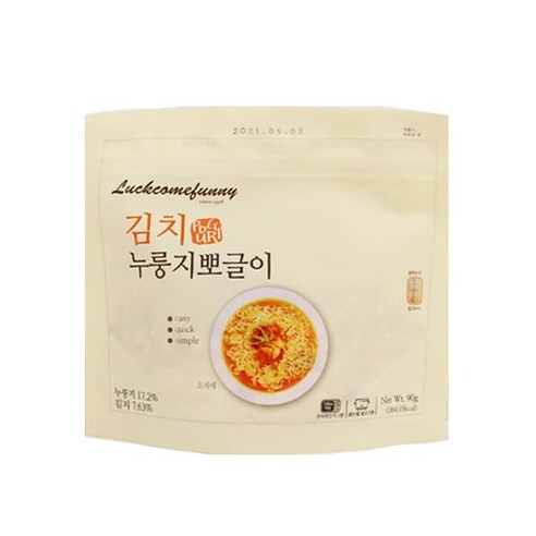 라면 뽀글이 비상식량 전투식량 즉석밥, 김치 누룽지 뽀글이 라면밥, 90g, 1개