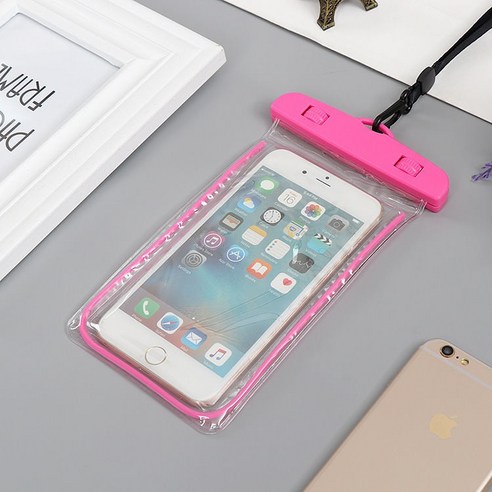 ZZJJC 휴대폰 방수팩 비와 수영 방진 밀폐 잠수 커버 터치스크린 전용 보호팩, 형광:핑크[1개입], 터치+통화+게임+줄걸기