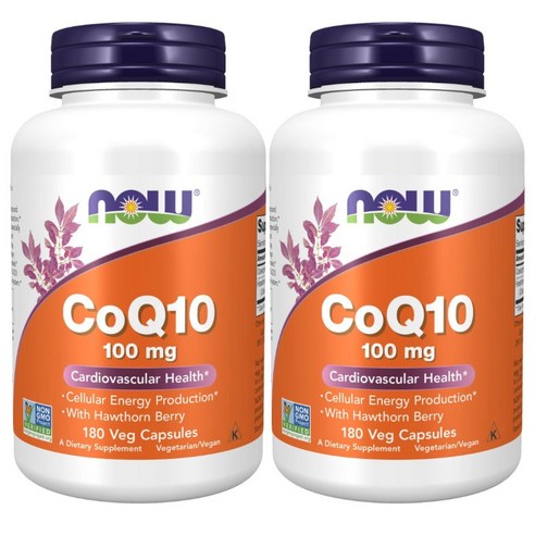 나우푸드 CoQ10 100mg 베지 캡슐 비건 글루텐 프리, 2개, 180정