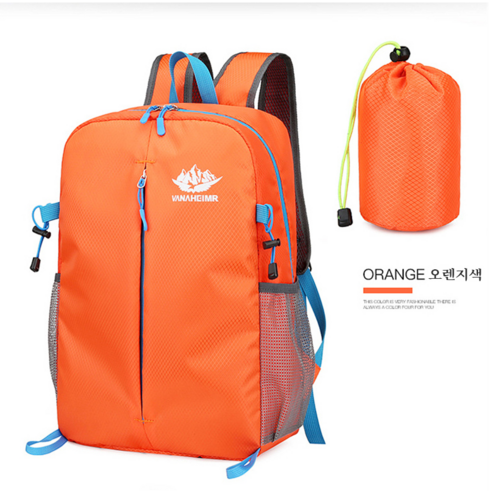 셔니엘 초경량 휴대용 폴딩 등산 백팩 자전거 백팩 트레킹 스포츠 가방 배낭, 오렌지