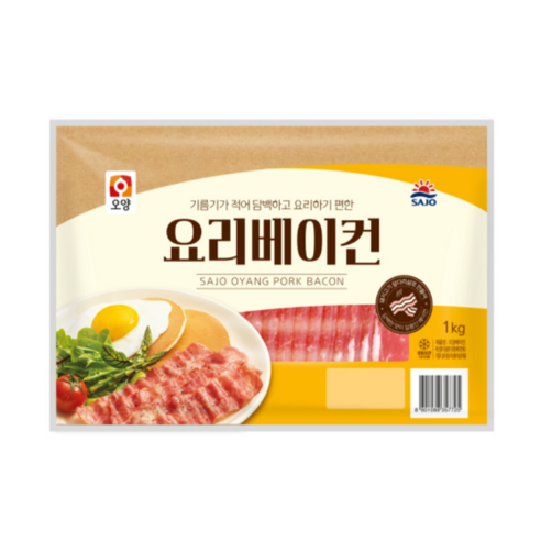 사조오양 요리베이컨 1kg 냉동베이컨 앞다리살