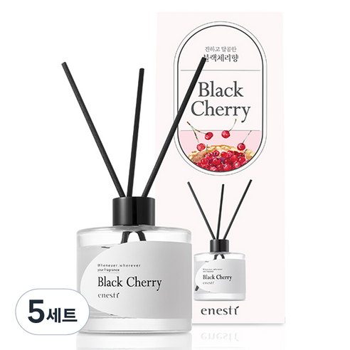 에네스티 디퓨저 200ml + 섬유 스틱 5p 세트, 블랙체리, 5세트