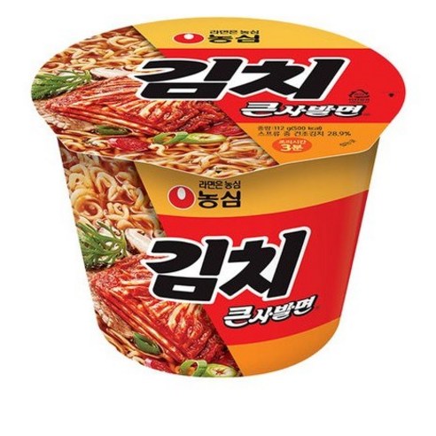 농심 김치 큰사발면 112g, 16개