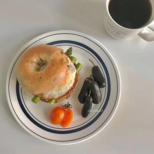 한국 동선 평판 인스타그램 세라믹 아침판 디저트 샐러드 접시 가정용 접시, 해질녘의 남색