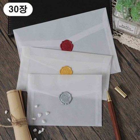 고급 반투명 트레싱지 청첩장 초대장 봉투, 30장
