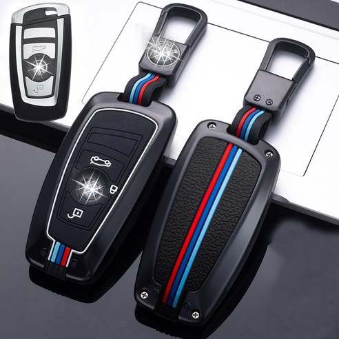 baina BMW키 케이스 X1 X3 X4 X5 X6 F10 F30 G01 G02 G20 G30 스마트 키 체인 키 케이스에 적합, {"모델":"A형3개의 버튼"}, 아연 합금 블랙