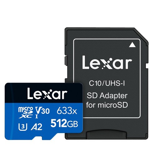 렉사 메모리 카드 SD 마이크로 고프로 블랙박스 High-Performance microSDXC UHS-I 633배속, 512GB
