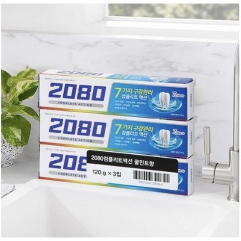 2080 컴플리트액션 쿨민트 치약, 120g, 3개