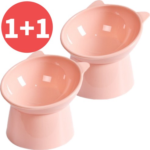 에쉬울프 강아지밥그릇 파스텔 강아지 고양이 애견 밥그릇 물그릇 식기 1+1, 핑크, 2개