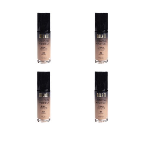 밀라니 컨실 +퍼펙트 2-in-1 파운데이션 + 컨실러 30ml, Natural, 4개