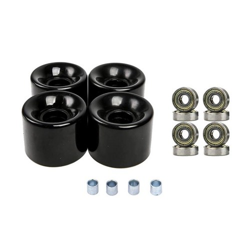 롱보드 스케이트보드 휠 60mm 78A 베어링 포함 4개 세트 크루저 롱보드용 교체 휠, 블랙 골드 커버, PU