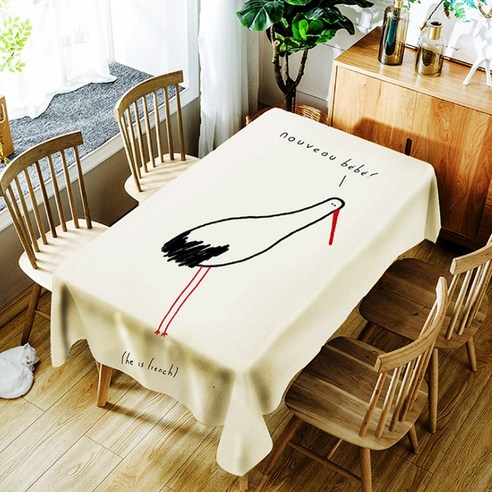 스윗리빙 폴리에스터 방수 테이블보, 학, 140 x 140 cm