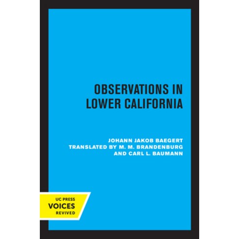 (영문도서) Observations in Lower California Paperback, University of California Press, English, 9780520331914