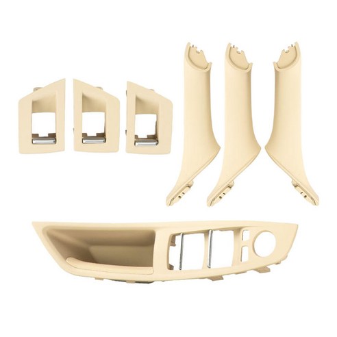 BMW 5 시리즈 F10 F18 용 7Pcs 인테리어 도어 핸들 플레이트 커버 왼쪽 LHD 내구성 프리미엄, 310x65mm., 플라스틱, 베이지 색