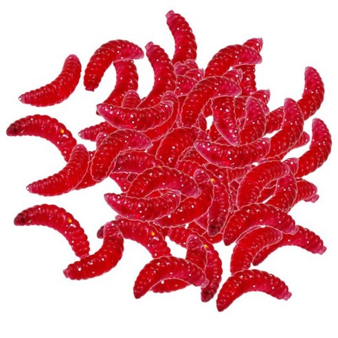100개/세트 낚시 연약한 땅벌레 빵 벌레 구더기 미끼 미끼, 레드, 1.9x0.6cm, PVC