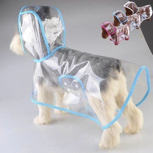JEMIK 강아지우비 투명 레인코트 비옷, White, 1개