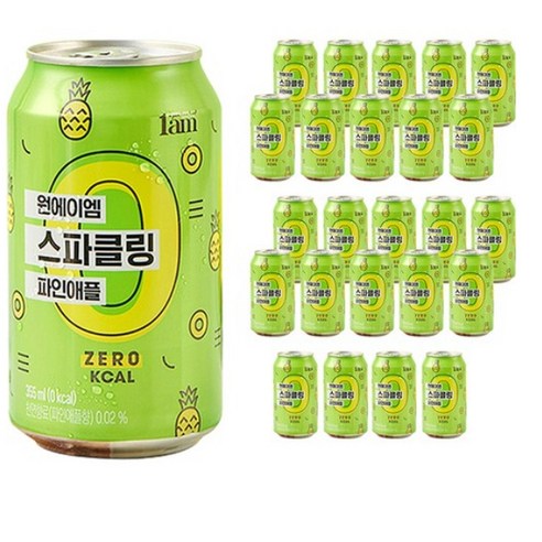 1시경에이엠 파인애플 스파클링 355ml 캔 탄산수 음료, 12팩 마이스파클링 1시경에이엠 파인애플 스파클링 355ml 캔 탄산수 음료, 12팩 마이스파클링
