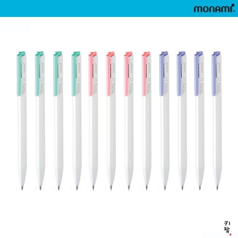모나미 트리피스 유성볼펜 0.5 0.7 1.0mm 1타 12자루 삼각볼펜 휴대 용이, 12개입, 0.5mm 블랙(민트+바이올렛+핑크)
