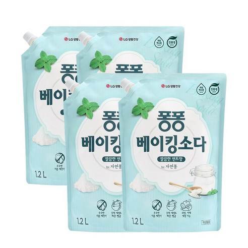 LG생활건강 퐁퐁 베이킹 소다 주방세제 리필, 1.2L, 4개