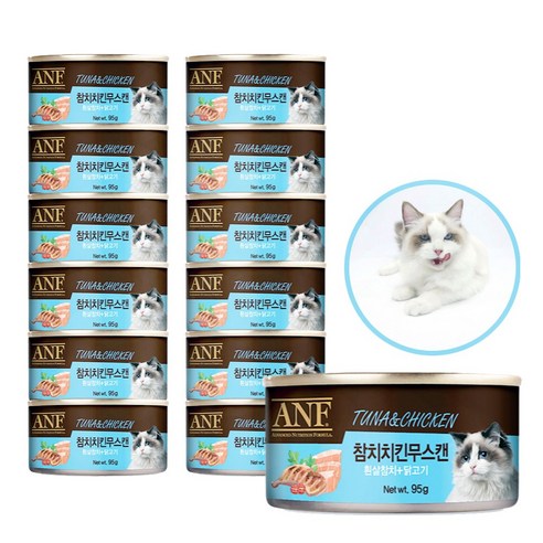 ANF 캔 고양이 간식 참치치킨무스 95g x 24개, 혼합맛(참치/치킨)