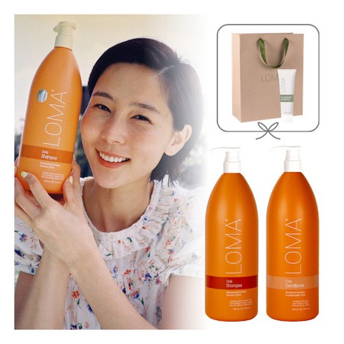 [로마] [본사직영★빠른배송] 데일리 샴푸+컨디셔너 1L 세트+샴푸 88ML+쇼핑백, 1개