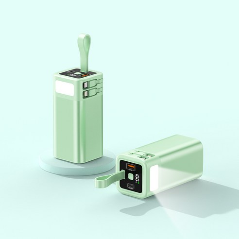 PYHO 캠핑용 LED조명 보조배터리 20000mAh 일체형 멀티단자 휴대용충전기 HC001, 녹색