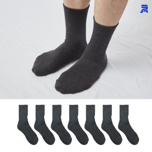 청춘양말 삼중바닥 두꺼운 스포츠 양말 장목 7켤레, 차콜