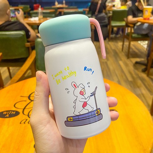 인스턴트 헬스 운동 보온컵 휴대용 작고 휴대용 큰 배 컵, 달리기 토끼, 360ML