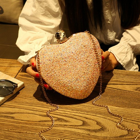 KORELAN 여성 숄더 체인 가방 가을 겨울 캐주얼 트렌드 디너백 하트 다이아몬드 미니 미니백
